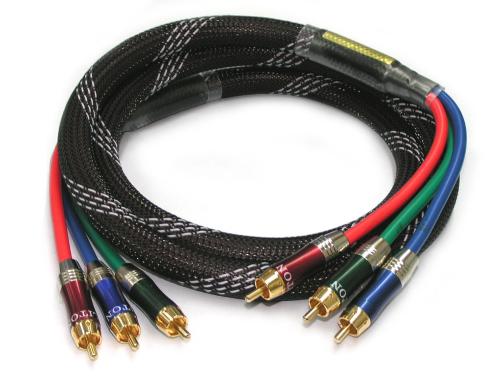 Component RGB Metal Plug to Plug Cable with Protective Sleeve 1.5m